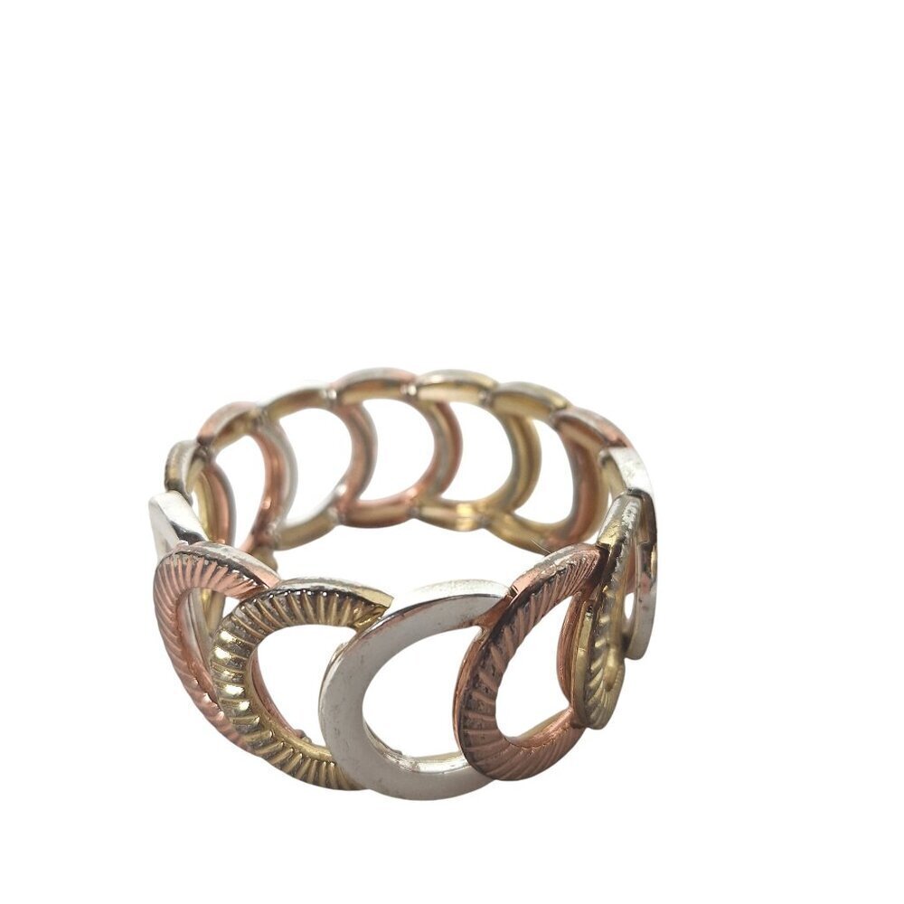 Vintage Gold Silver Copper Tone Stretch Bracelet